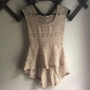 Lace Peplum High Low Top